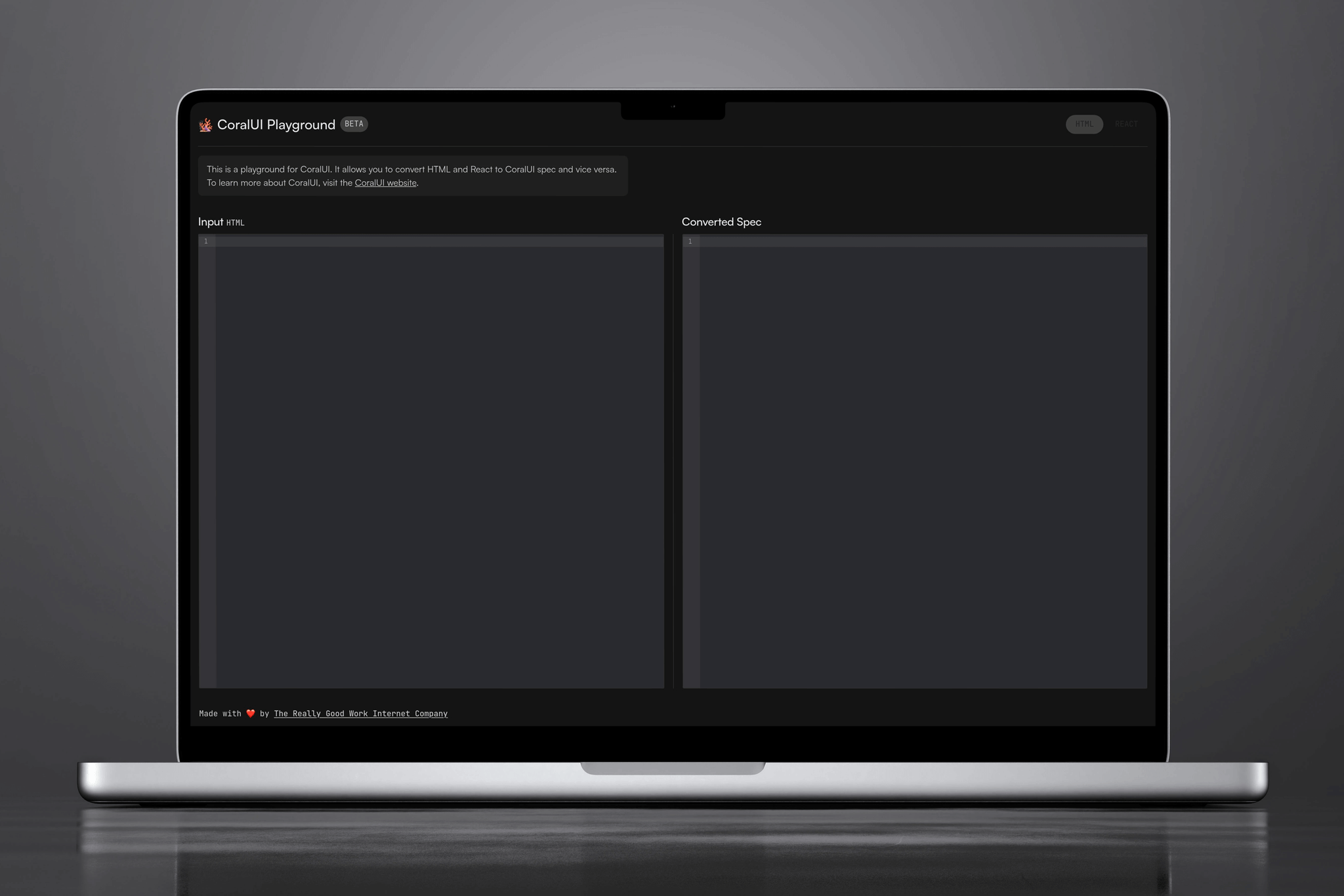 Screenshot of Coral UI Playground